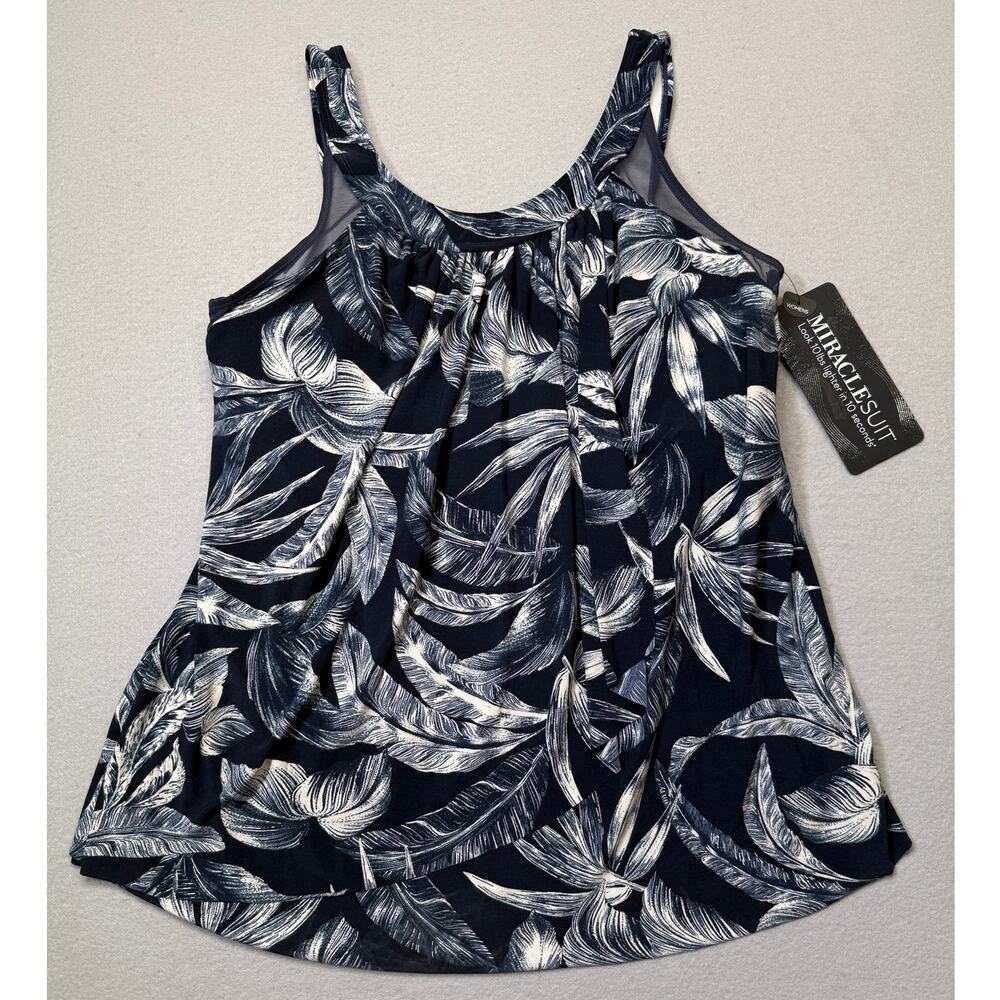 Miraclesuit Plus Size Ursula Underwire Tankini Top Tropica Toile navy 22W $150